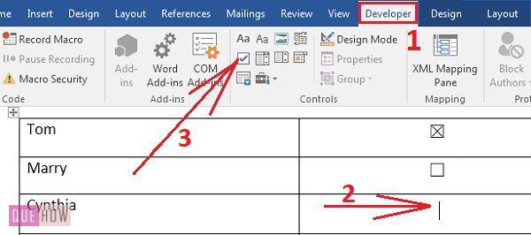 checkbox in word for mac